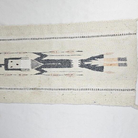 Vintage Native American Navajo Handwoven Wool Yei Tapestry Corn Maiden 27"x15" - Picture 11 of 15